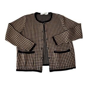 Karen Lessly Houndstooth Black and Brown Cardigan Women's Size Medium